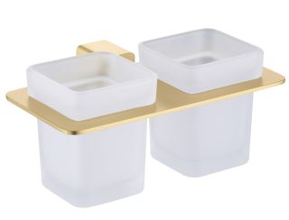 Стакан для ванной комнаты Raglo R301.08.03 двойной золотой сатин